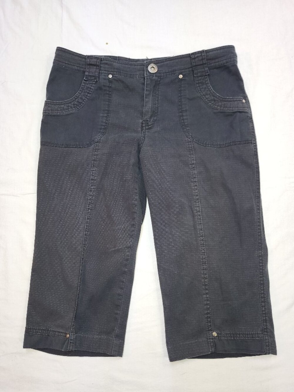 Cotton Ginny Dark Gray Cargo Capri Pants Cropped Trousers Size 9 Petite